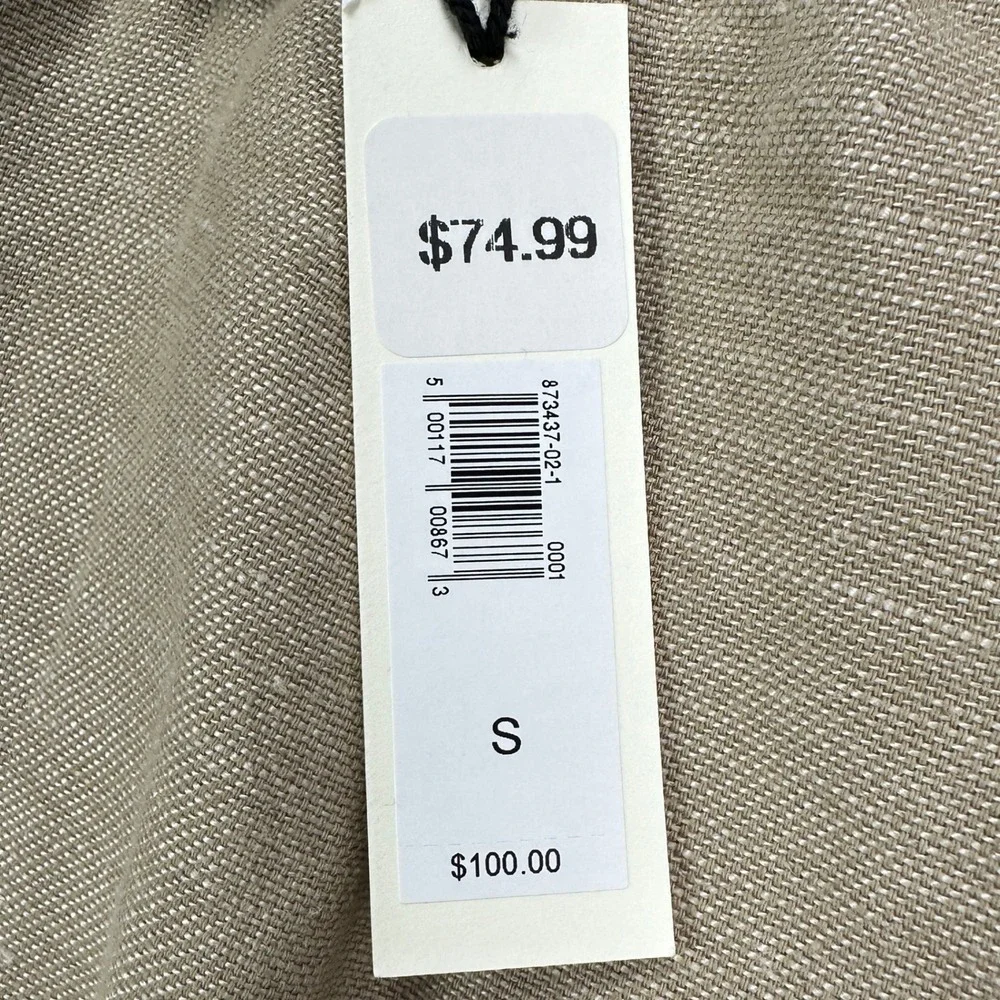 Banana Republic Linen‎ Blend Pants Small Tan Drawstring Pocket Straight Leg NEW